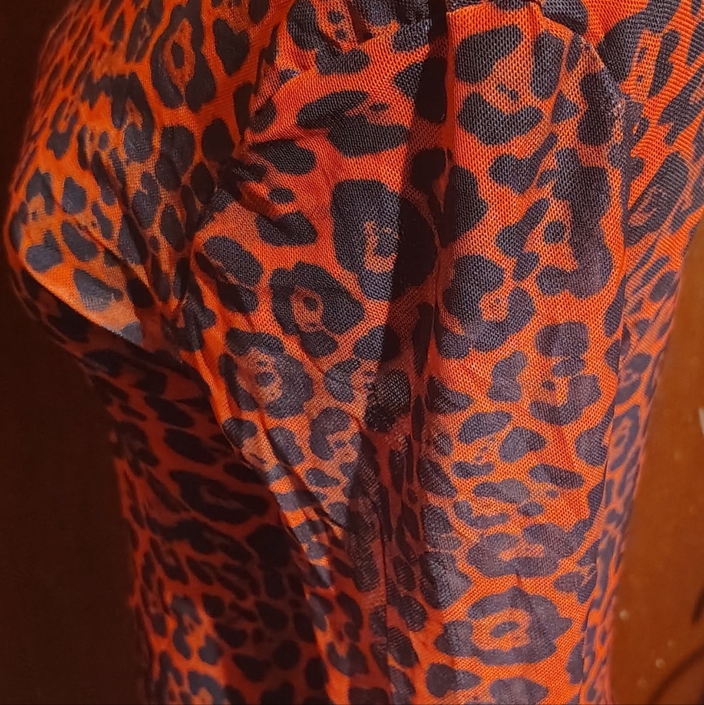 Red and Black Leopard Print Top